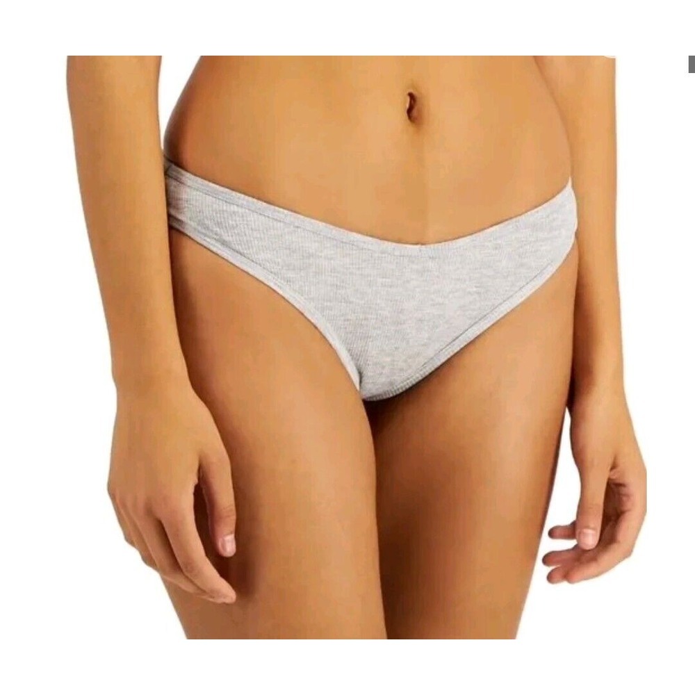 Jenni Women's Large Ribbed Knit  Thong Panty Underwear, Gray Heather‎
